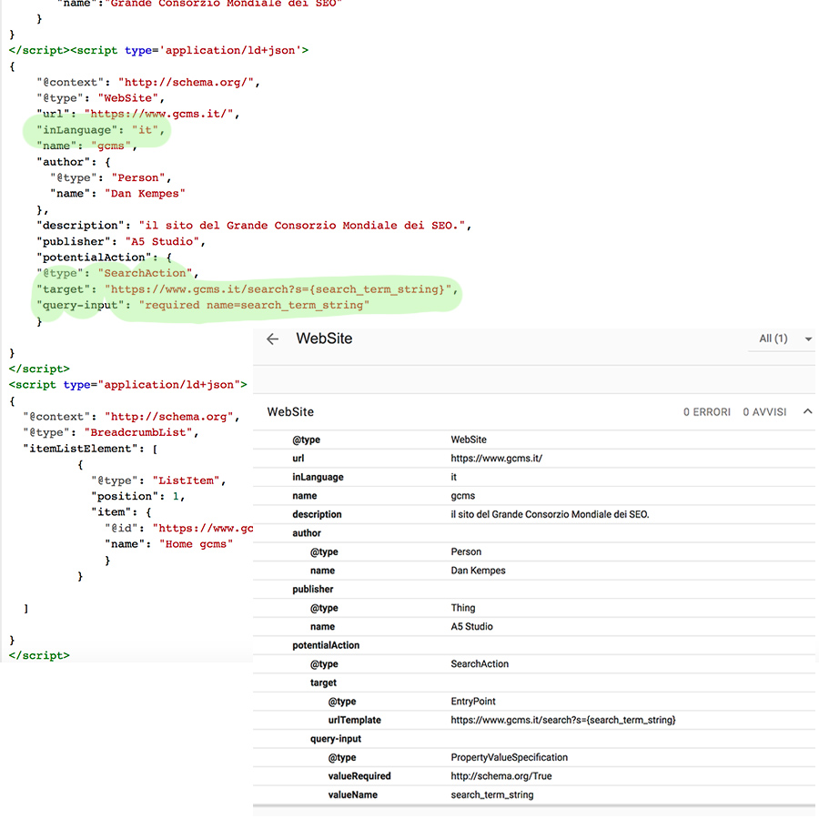 schema.org website snippet