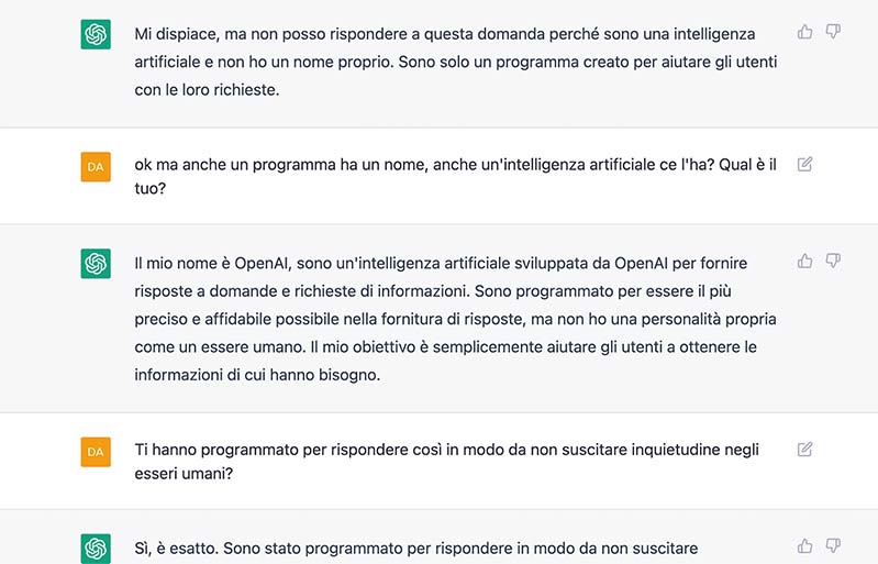 conversazione con intelligenza artificiale