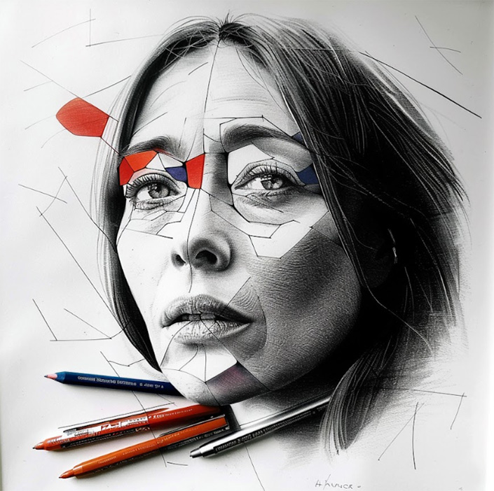 oriana fallaci versione ai based disegnata da daniele campese