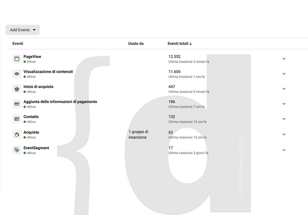 eventi facebook in registrazione