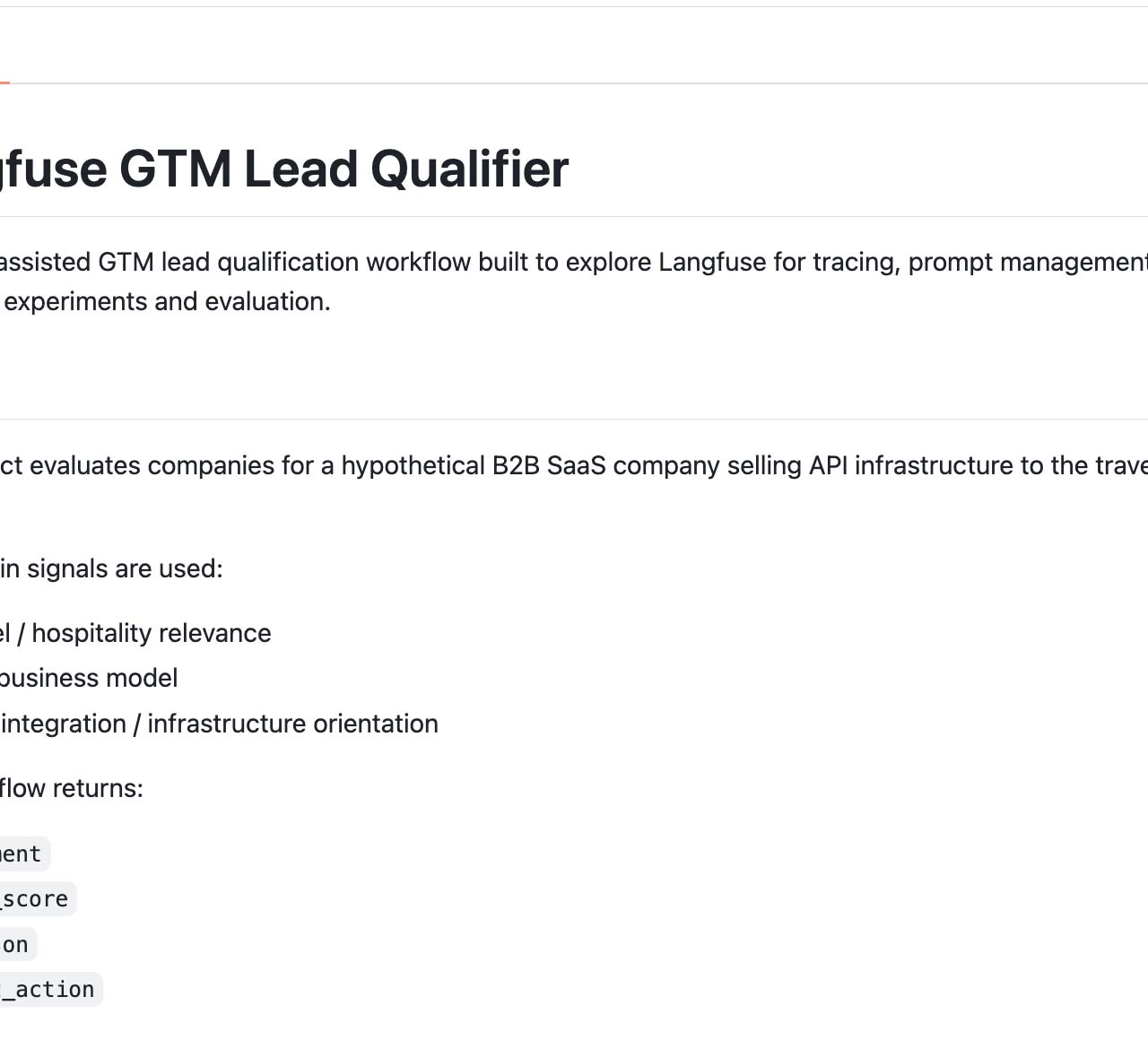 Obiettivo del workflow Langfuse Lead Qualifier