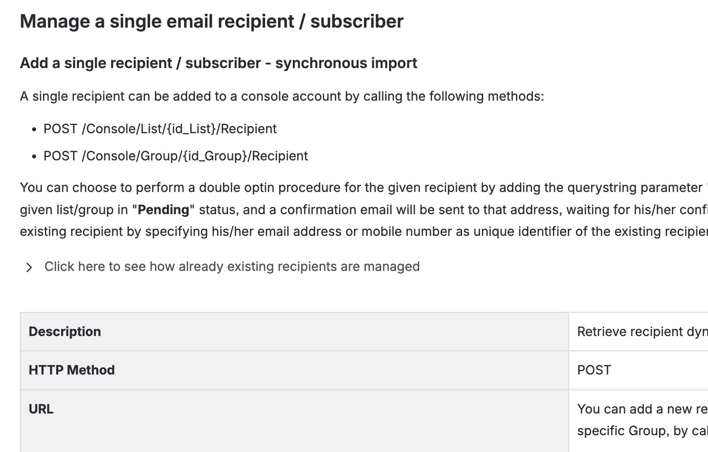 Test API MailUp